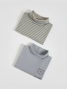 Reserved - Bawełniany longsleeve 2 pack - jasnoszary - Bluzy i sweterki niemowlęce - miniaturka - grafika 1