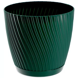 Doniczka z podstawką Tubas 15 cm, zielona - Donice - miniaturka - grafika 1