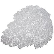 Obrusy i serwetki - Mata stołowa Glamour PVC/PS Liść srebrna 30 x 45 cm AMBITION - miniaturka - grafika 1