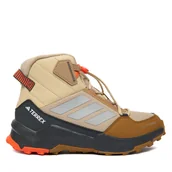 Buty trekkingowe dziecięce - Trekkingi adidas Terrex Ax4r Mid CLIMAWARM+ Hiking JS2922 Brązowy - miniaturka - grafika 1