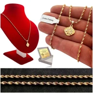 Biżuteria dla dzieci - PAMIĄTKA KOMUNII ŚWIĘTEJ, BIERZMOWANIA ZŁOTY ŁAŃCUSZEK SZKAPLERZ 18K GRAWER - miniaturka - grafika 1