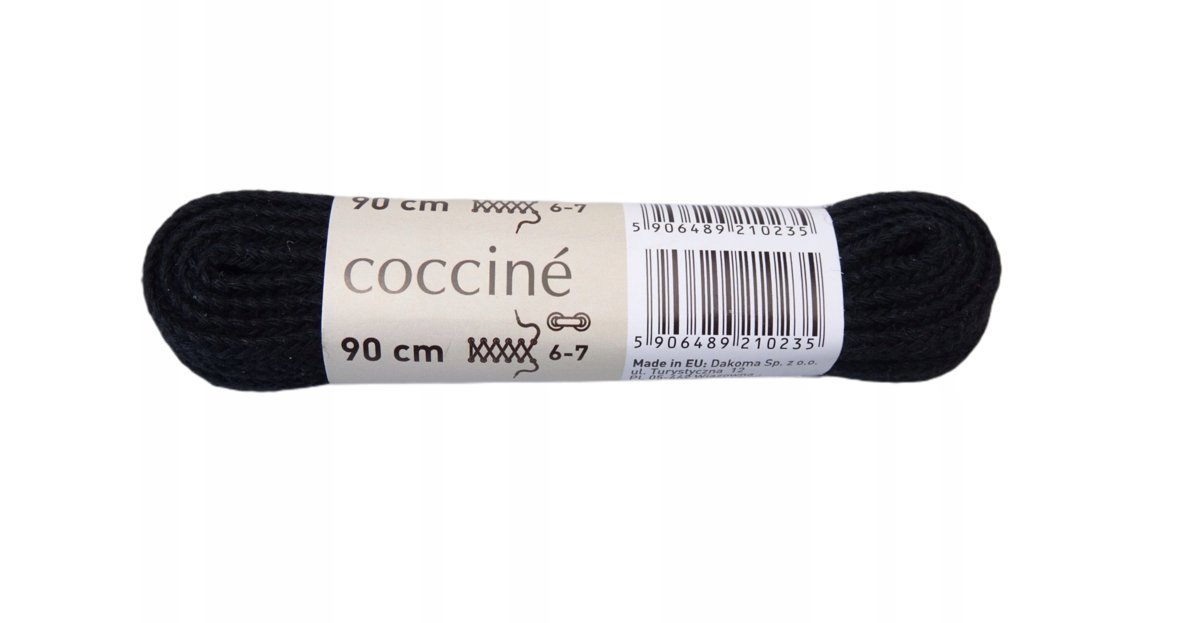 Sznurówki bawełniane płaskie czarne sznurowadła 7 mm COCCINE 90 cm