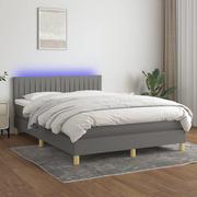 Łóżka - Łóżko kontynentalne z materacem, ciemnoszara tkanina, 140x190cm Lumarko! - miniaturka - grafika 1