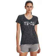 Koszulki i topy damskie - Damska Koszulka z krótkim rękawem UNDER ARMOUR TECH TWIST GRAPHIC SSV 1377204-001 – Czarny - miniaturka - grafika 1
