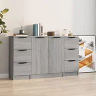 Komody - Lumarko 3-częściowa komoda, szary dąb sonoma, materiał drewnopochodny - miniaturka - grafika 1