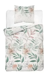 Detexpol Pościel satynowa 140x200 4457 A biała zielona pudrowa kwiaty liście z jedną poszewką Home Satin 126 - Pościel Detexpol Pościel satynowa 140x200 4457 A biała zielona pudrowa kwiaty liście z jedną poszewką Home Satin 126 - Pościel - miniaturka - grafika 1