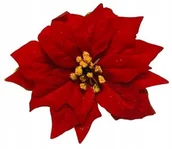 Sztuczne kwiaty - Gwiazda Welurowa Duża Poinsecja Czerwona Na Stroik Wianek Święta Bukiet - miniaturka - grafika 1