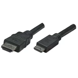 Manhattan Kabel High Speed HDMI Cable 1.8m black Mini HDMI 19-pin male (304955) - Adaptery i przejściówki - miniaturka - grafika 1