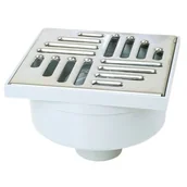 Odwodnienia, kanały i akcesoria - Wpust z metalową kratką z prostym odpływem popiel/srebrny 15 x 15 x 12,4 cm MAXPOL - miniaturka - grafika 1