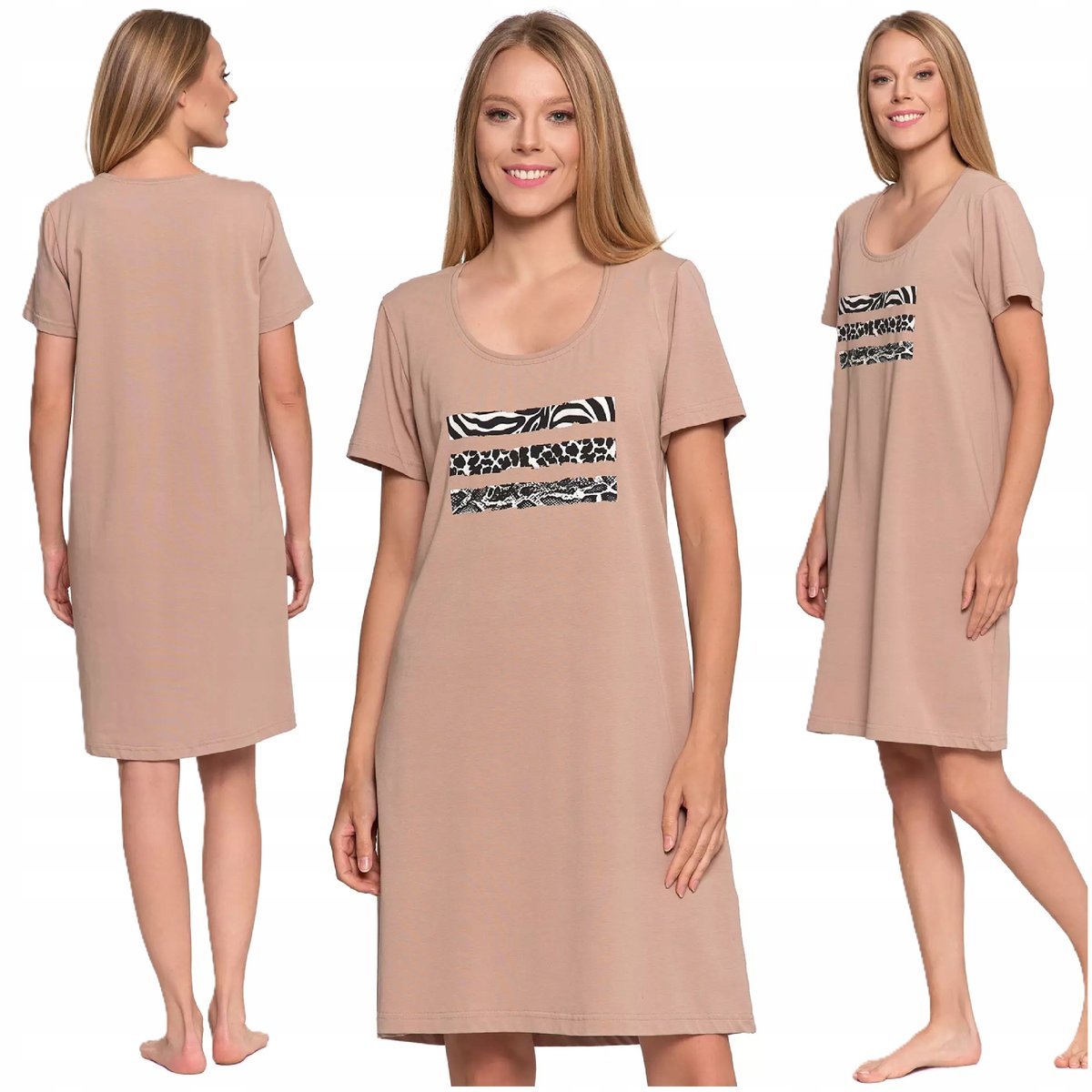 Koszula Nocna Damska Piżama Bawełniana Krótki Rękaw Przed Kolana L MORAJ