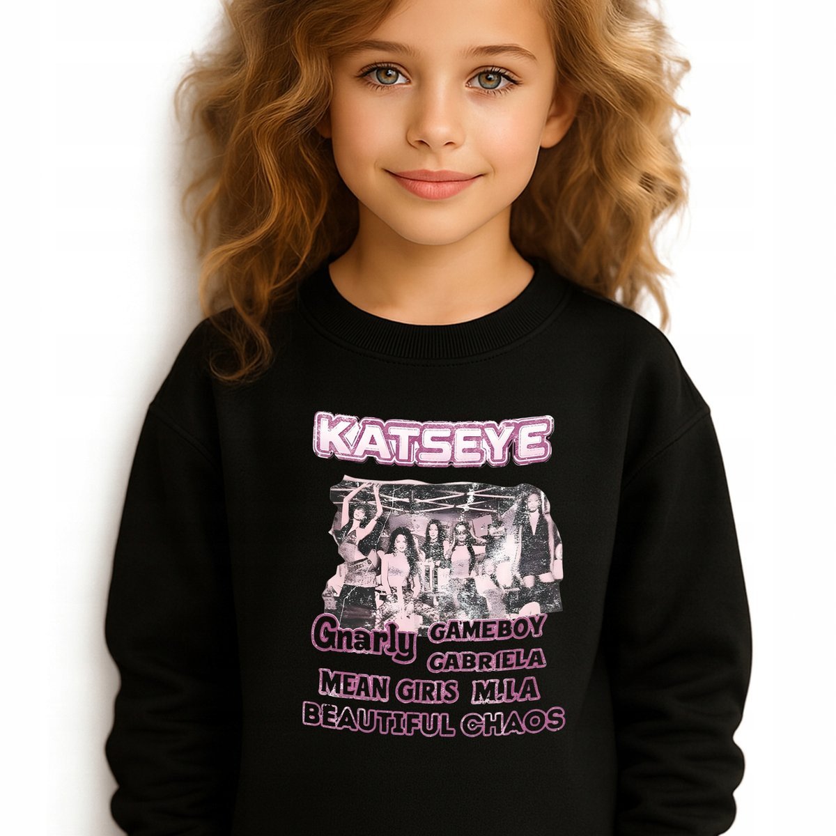 Bluza Dziecięca Czarna KATSEYE ALBUM Muzyka K-pop Na Prezent Rozm 104 cm Wz