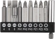 Bity - Zestaw bitów SL4/6/8, PH1/2/3, PZ1/2/3 x 50 mm, z uchwytem magnetycznym 60 mm, 10 szt. - miniaturka - grafika 1