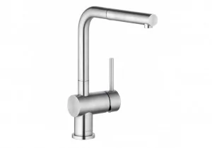 KLUDI 45851F877 L STEEL jednouchwytowa bateria kuchenna, z wyciąganą wylewką, przełącznik strumienia, stal szlachetna - Baterie kuchenne - miniaturka - grafika 1