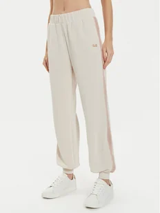 EA7 Emporio Armani Spodnie dresowe 6DTP74 TJZBZ 1120 Beżowy Regular Fit - Spodnie sportowe damskie - miniaturka - grafika 1