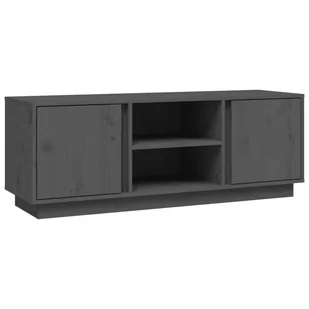 Lumarko Szafka pod telewizor, szara, 110x35x40,5cm, lite drewno sosnowe - Szafki RTV - miniaturka - grafika 3