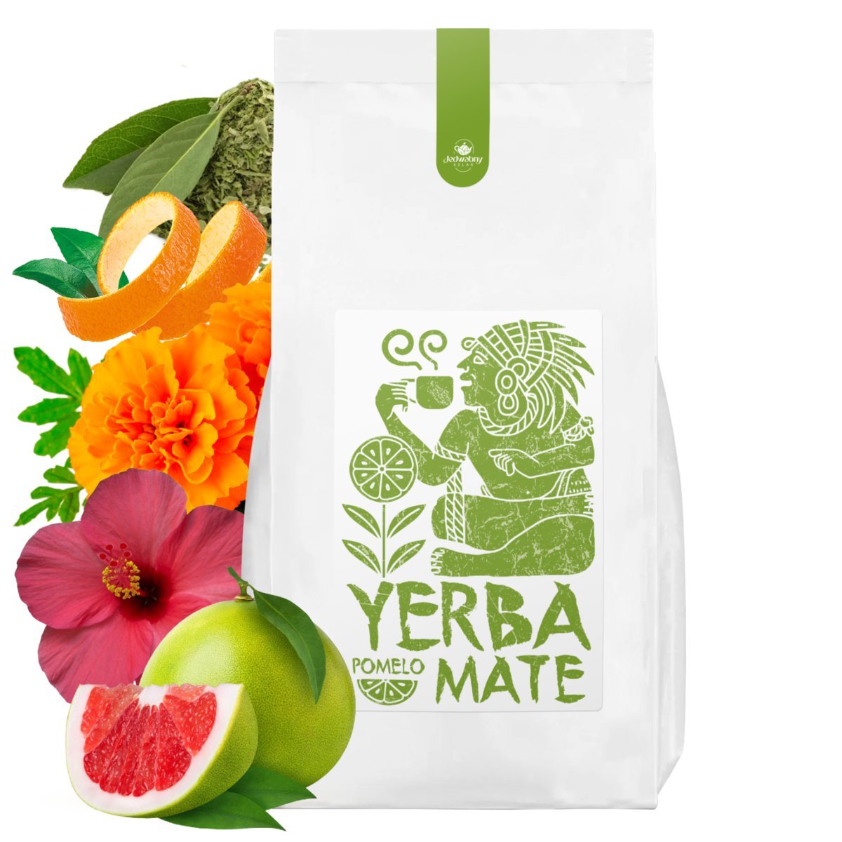 Yerba Mate POMELO 1 kg herbata ENERGIA con palo hibiskus MOC green tea