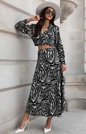 Dresy damskie - Komplet damski bluzka i spódnica DHJ-KMPL-19586.44, Kolor ecru-czarny, Rozmiar uniwersalny, ITALY MODA - Primodo.com - miniaturka - grafika 1