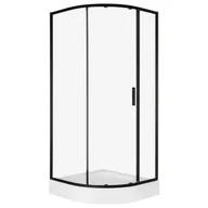 Kabiny prysznicowe - Kabina prysznicowa z brodzikiem Solid RPS 80 BL szkło transparentne 6 mm, profole czarne KERRA - miniaturka - grafika 1