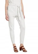 Spodnie męskie - Only Spodnie Damskie Białe Klasyczne W Paski Z Paskiem L/30 2Ae - miniaturka - grafika 1