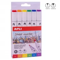 Kids Apli Apli Markery Dwustronne Street Marker Apli - 6 Kolorów - Zabawki interaktywne dla dzieci - miniaturka - grafika 1