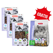 Karma dla gryzoni - ZOLUX Przysmak NUTRIMEAL3 GARDEN z karobem 3x60 g + ZOLUX Mieszanka NUTRIMEAL 3 dla chomików 600 g GRATIS - miniaturka - grafika 1