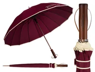 Parasole - Duży elegancki bordowy parasol rządowy PETERSON długa parasolka z drewnianą rączką unisex duża czasza pudełko prezentowe - miniaturka - grafika 1
