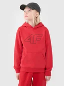 Bluzy dla chłopców - 4F Bluza dresowa nierozpinana z kapturem chłopięca - czerwona 122 (6-7 lat) - miniaturka - grafika 1