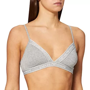Emporio Armani Damski biustonosz z logo Iconic, jasnoszary melanż, L - Biustonosze - miniaturka - grafika 1