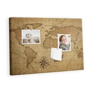 Tablice i flipcharty - Kolorowy Organizer - Tablica Korkowa z Pinezkami - Mapa świata vintage 60x40 cm - miniaturka - grafika 1