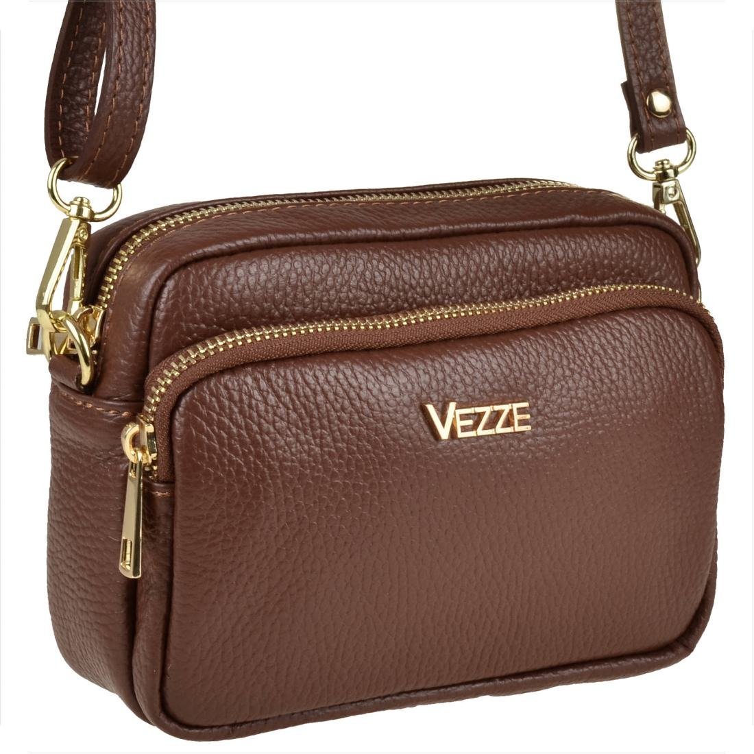 VEZZE mała skórzana listonoszka brąz