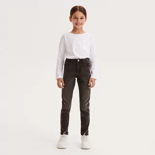 Spodnie i spodenki dla dziewczynek - Reserved - Elastyczne jeansy slim - Czarny - grafika 1