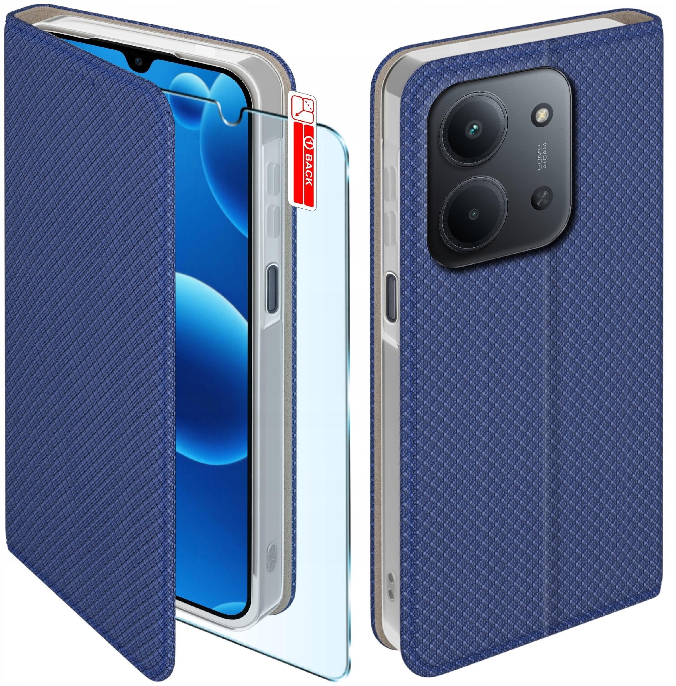 Etui MAGNET do Xiaomi Redmi 15C 5G Zamykane Granatowe Futerał + Szkło 9H