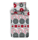 Pościel - Jerry Fabrics Pościel z mikrofibry 140x200 Rozety szara czerwona poszewka 70x90 - miniaturka - grafika 1