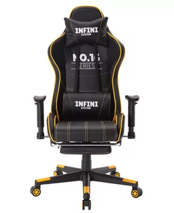 Fotel Gamingowy Infini No.16 Black/yellow, wysuwany podnóżek, regulacja podłokietników i oparcia - Fotele gamingowe - miniaturka - grafika 1