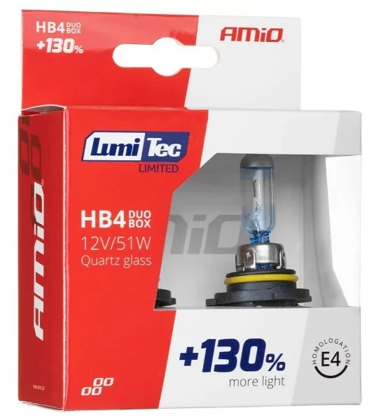 AMiO Zestaw żarówek halogenowych HB4 12V 51W LumiTec Limited +130% Duo Box AMI-02104