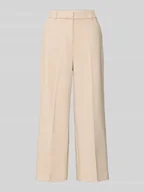 Spodnie damskie - Spodnie materiałowe w kant o kroju relaxed fit z dodatkiem wiskozy - miniaturka - grafika 1