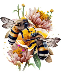 Naprasowanka Pszczoła kwiaty miód art 2 - Pasmanteria - miniaturka - grafika 1