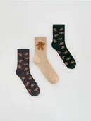 Skarpetki dla dzieci - Reserved - Świąteczne skarpetki 3 pack - ciemnoszary - miniaturka - grafika 1