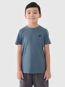 Koszulki dla chłopców - 4F T-shirt regular gładki chłopięcy - turkusowy 122 (6-7 lat) - miniaturka - grafika 1