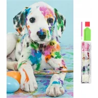 Prace ręczne dla dzieci - Haft diamentowy 5D 30x40cm mozaika zestaw pies koraliki dalmatyńczyk obraz - miniaturka - grafika 1