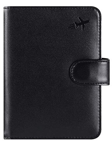 PASCACOO Etui na paszport, portfel, blokowanie RFID, skórzane etui na karty, akcesoria podróżne dla kobiet mężczyzn, Z #Black, klasyczny