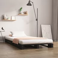 Łóżka - Lumarko Rama łóżka, czarna, 75x190 cm, lite drewno sosnowe, pojedyncza - miniaturka - grafika 1