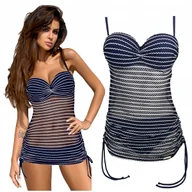 Stroje kąpielowe - Tankini Strój kąpielowy dwuczęściowy GABBIANO Tankini granat 44B XXL - miniaturka - grafika 1
