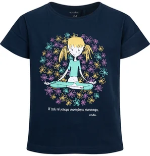 T-shirt z krótkim rękawem dla dziewczynki, z motywem jogi, granatowy 9-13 lat - Bluzki dla dziewczynek - miniaturka - grafika 1