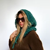 Czapki damskie - Balaclava alpaka i jedwab handmade, ręcznie szydełkowana zimowa kominiarka - miniaturka - grafika 1