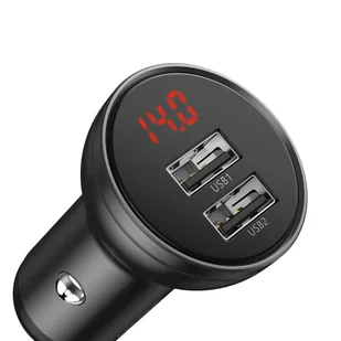 Baseus ładowarka samochodowa 2x USB 4,8A 24W z LCD szary (CCBX-0G) - Ładowarki do telefonów - miniaturka - grafika 5