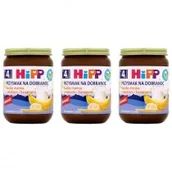 Kaszki dla dzieci - Hipp Przysmak na Dobranoc Kaszka manna z mlekiem i bananami po 4. miesiącu zestaw 3 x 190 g Bio - miniaturka - grafika 1