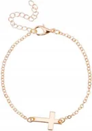 Bransoletki - Złota damska bransoletka celebrytka pozłacana krzyż na prezent krzyżyk - miniaturka - grafika 1