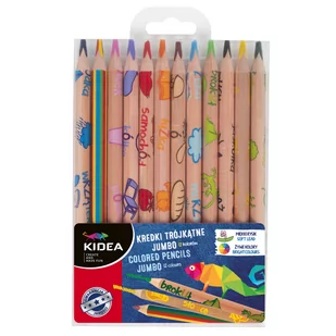 Kredki Trójkątne Jumbo Eko 12 Kolorów Kidea - Przybory szkolne - miniaturka - grafika 1