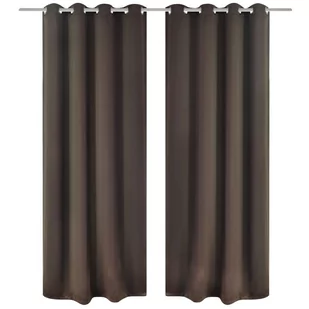 vidaXL Zasłony zaciemniające z kółkami, 2 szt., 135x175 cm, brązowe - Zasłony - miniaturka - grafika 1